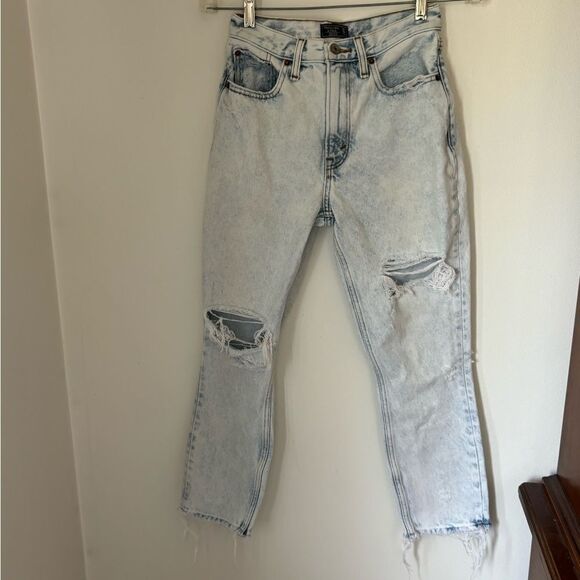 Abercrombie & Fitch Denim - Abercrombie acid wash high rise distressed mom jeans 00S 100% cotton